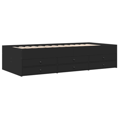 vidaXL Daybed with Drawers without Mattress Black 100x200 cm