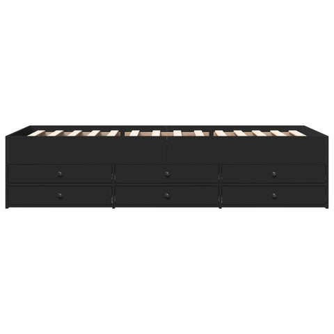 vidaXL Daybed with Drawers without Mattress Black 100x200 cm