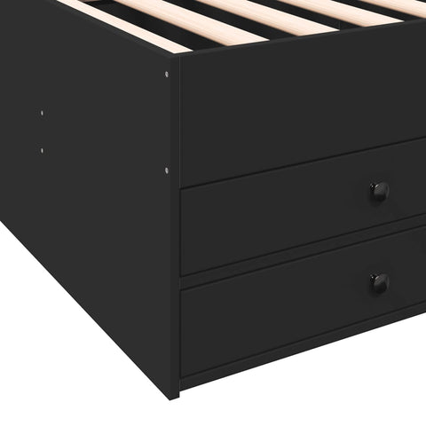 vidaXL Daybed with Drawers without Mattress Black 100x200 cm