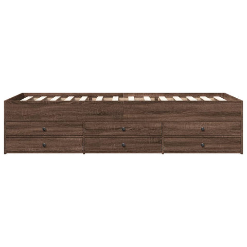 vidaXL Daybed with Drawers without Mattress Brown Oak 100x200 cm