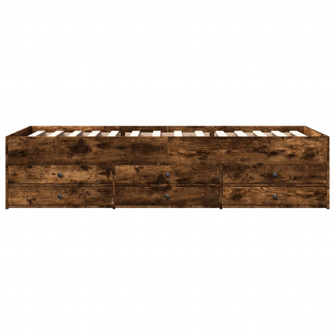 vidaXL Daybed with Drawers without Mattress Smoked Oak 90x200 cm