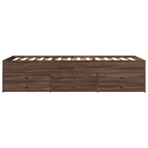 vidaXL Daybed with Drawers without Mattress Brown Oak 90x200 cm