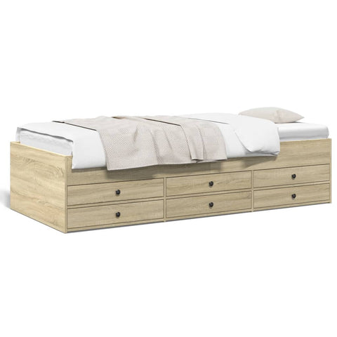 vidaXL Daybed with Drawers without Mattress Sonoma Oak 90x190 cm Single