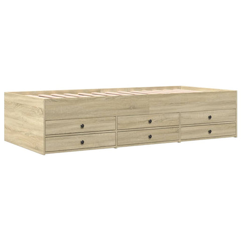 vidaXL Daybed with Drawers without Mattress Sonoma Oak 90x190 cm Single