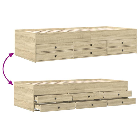 vidaXL Daybed with Drawers without Mattress Sonoma Oak 90x190 cm Single