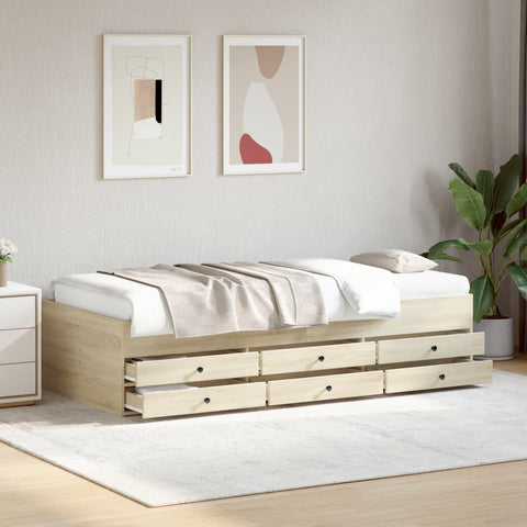 vidaXL Daybed with Drawers without Mattress Sonoma Oak 90x190 cm Single