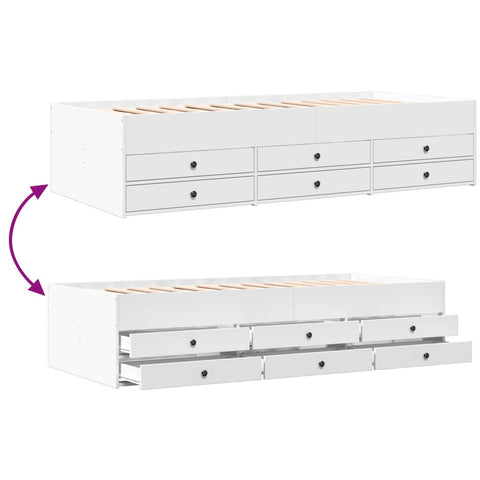 vidaXL Daybed with Drawers without Mattress White 75x190 cm Small Single