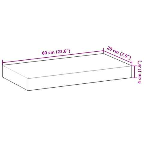 vidaXL Floating Shelf 60x20x4 cm Untreated Solid Wood Acacia