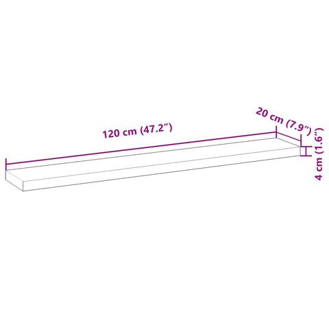 vidaXL Floating Shelf 120x20x4 cm Untreated Solid Wood Acacia