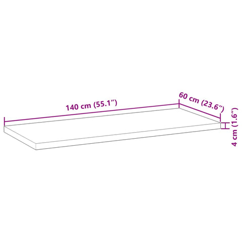 vidaXL Bathroom Vanity Top Untreated 140x60x4 cm Solid Wood Acacia