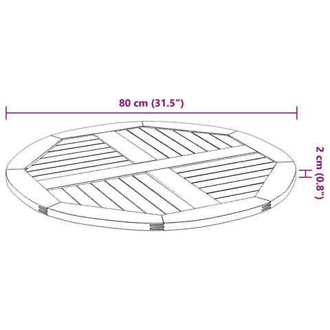 vidaXL Table Top Ø80x2.2 cm Round Solid Wood Acacia
