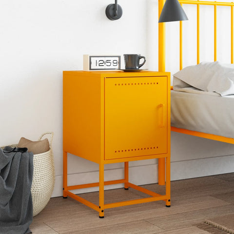 vidaXL Bedside Cabinet Mustard Yellow 36x39x60.5 cm Steel
