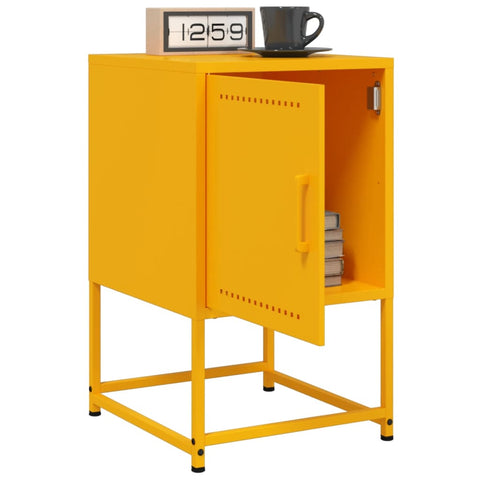 vidaXL Bedside Cabinet Mustard Yellow 36x39x60.5 cm Steel