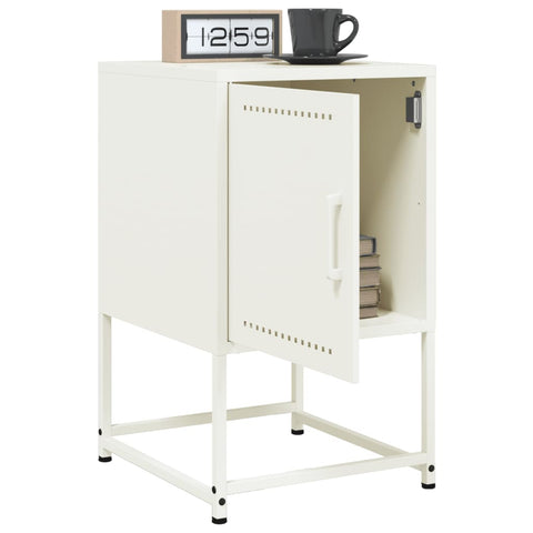 vidaXL Bedside Cabinet White 36x39x60.5 cm Steel