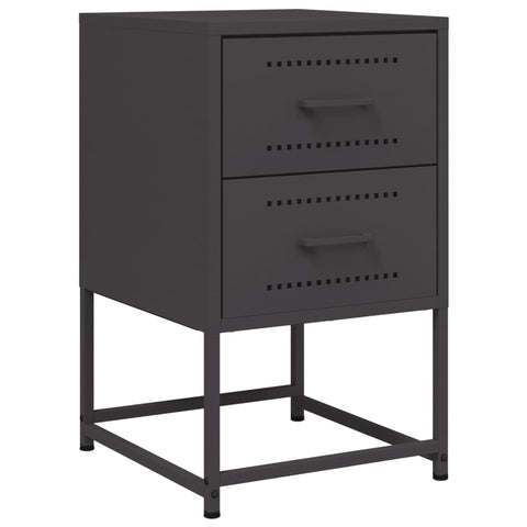 vidaXL Bedside Cabinet Black 36x39x60.5 cm Steel