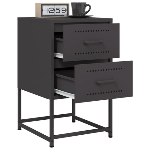vidaXL Bedside Cabinet Black 36x39x60.5 cm Steel