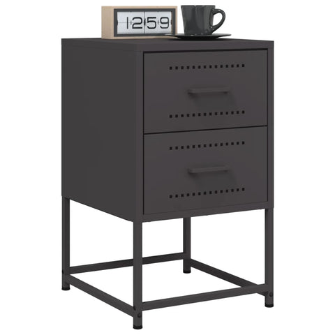 vidaXL Bedside Cabinet Black 36x39x60.5 cm Steel