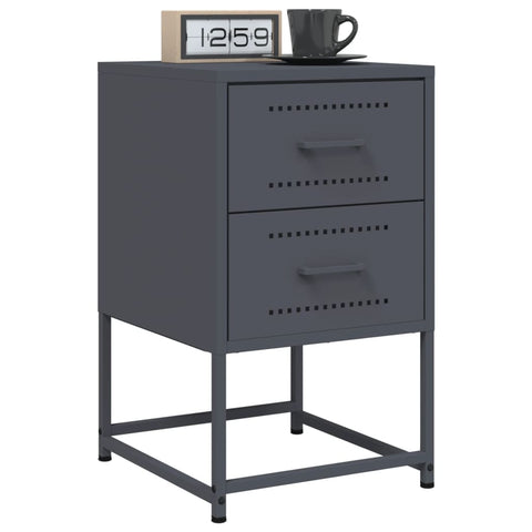 vidaXL Bedside Cabinet Anthracite 36x39x60.5 cm Steel