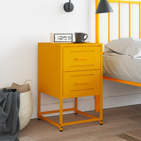 vidaXL Bedside Cabinet Mustard Yellow 36x39x60.5 cm Steel