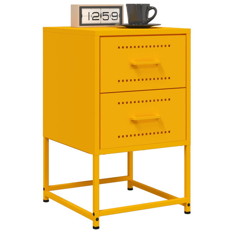 vidaXL Bedside Cabinet Mustard Yellow 36x39x60.5 cm Steel