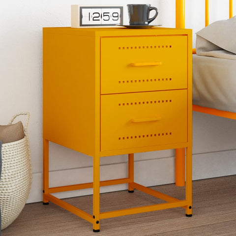 vidaXL Bedside Cabinet Mustard Yellow 36x39x60.5 cm Steel