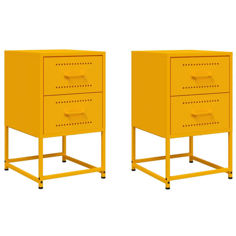 vidaXL Bedside Cabinets 2 pcs Mustard Yellow 36x39x60.5 cm Steel