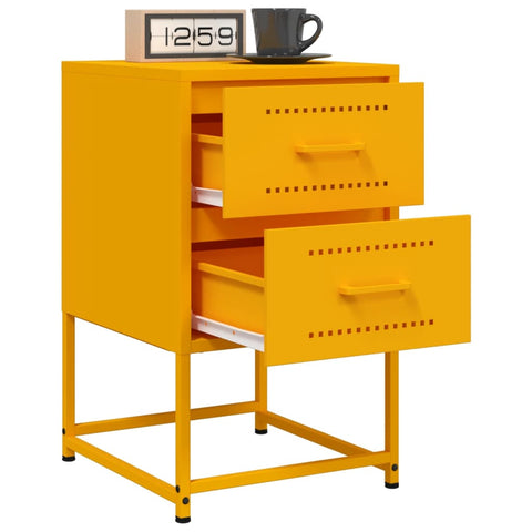 vidaXL Bedside Cabinets 2 pcs Mustard Yellow 36x39x60.5 cm Steel