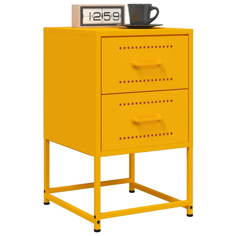 vidaXL Bedside Cabinets 2 pcs Mustard Yellow 36x39x60.5 cm Steel