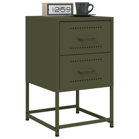 vidaXL Bedside Cabinet Olive Green 36x39x60.5 cm Steel