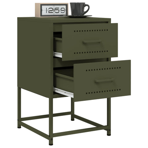 vidaXL Bedside Cabinet Olive Green 36x39x60.5 cm Steel