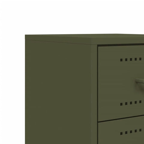 vidaXL Bedside Cabinet Olive Green 36x39x60.5 cm Steel