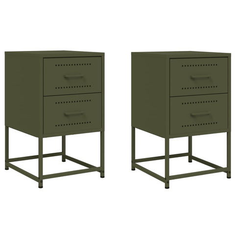 vidaXL Bedside Cabinets 2 pcs Olive Green 36x39x60.5 cm Steel