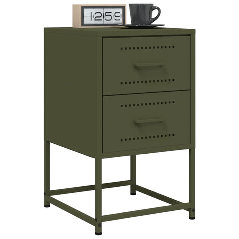 vidaXL Bedside Cabinets 2 pcs Olive Green 36x39x60.5 cm Steel