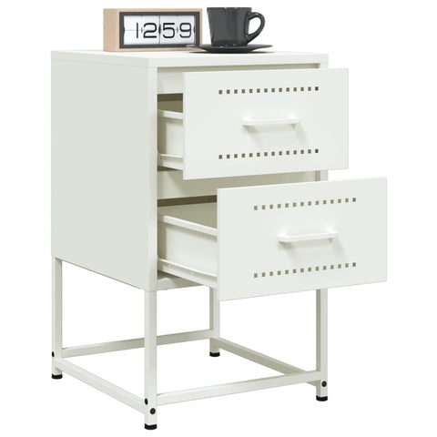 vidaXL Bedside Cabinet White 36x39x60.5 cm Steel