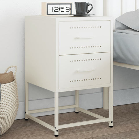vidaXL Bedside Cabinet White 36x39x60.5 cm Steel