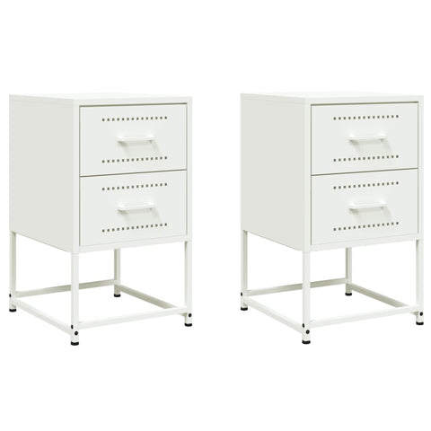 vidaXL Bedside Cabinets 2 pcs White 36x39x60.5 cm Steel