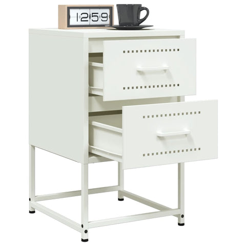 vidaXL Bedside Cabinets 2 pcs White 36x39x60.5 cm Steel