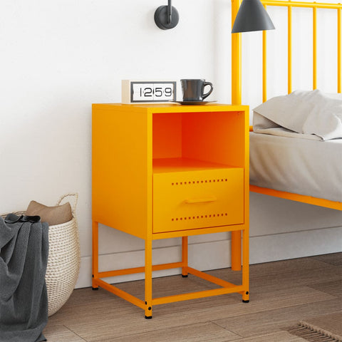 vidaXL Bedside Cabinet Mustard Yellow 36x39x60.5 cm Steel