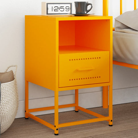vidaXL Bedside Cabinet Mustard Yellow 36x39x60.5 cm Steel