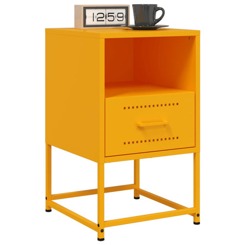 vidaXL Bedside Cabinets 2 pcs Mustard Yellow 36x39x60.5 cm Steel