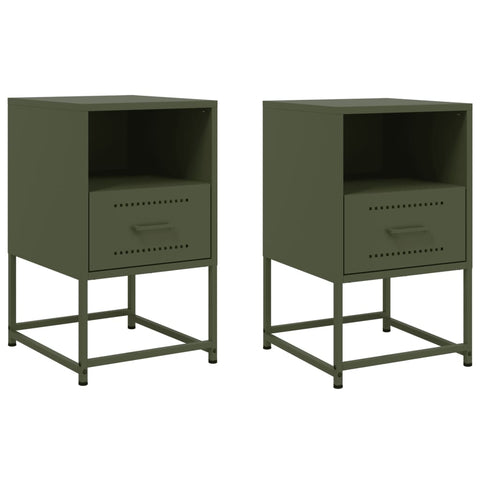 vidaXL Bedside Cabinets 2 pcs Olive Green 36x39x60.5 cm Steel