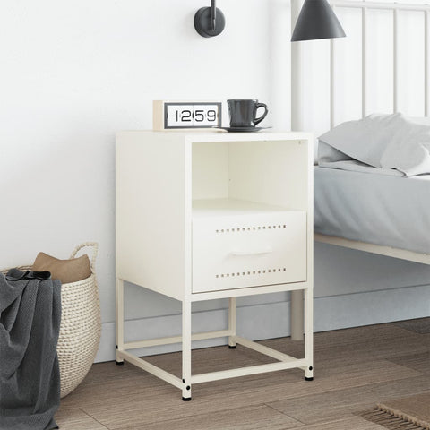 vidaXL Bedside Cabinet White 36x39x60.5 cm Steel