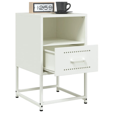 vidaXL Bedside Cabinet White 36x39x60.5 cm Steel
