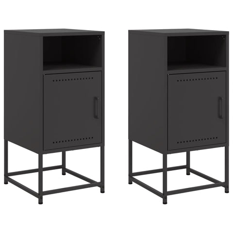 vidaXL Bedside Cabinets 2 pcs Black 36x39x78 cm Steel