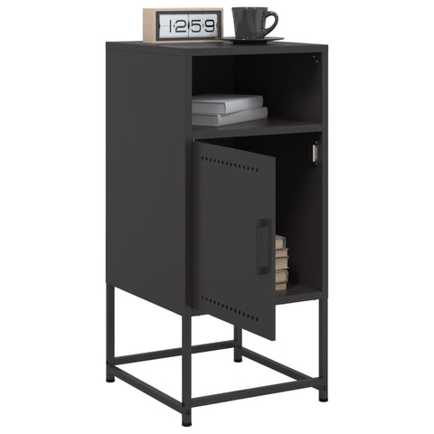 vidaXL Bedside Cabinets 2 pcs Black 36x39x78 cm Steel