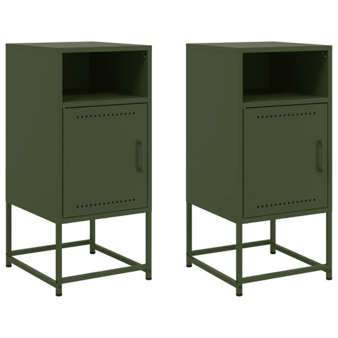 vidaXL Bedside Cabinets 2 pcs Olive Green 36x39x78 cm Steel