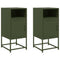 vidaXL Bedside Cabinets 2 pcs Olive Green 36x39x78 cm Steel