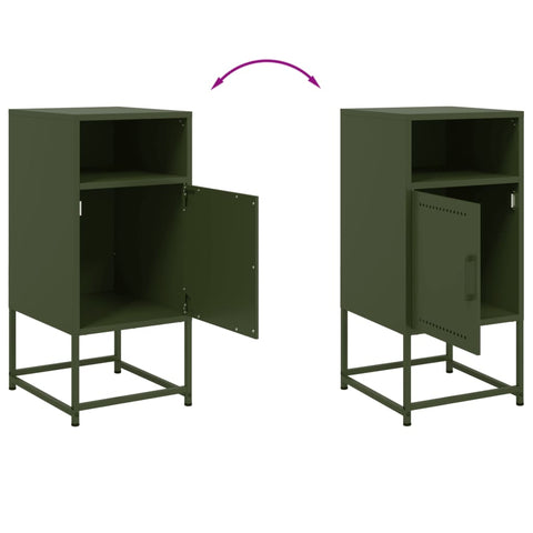 vidaXL Bedside Cabinets 2 pcs Olive Green 36x39x78 cm Steel
