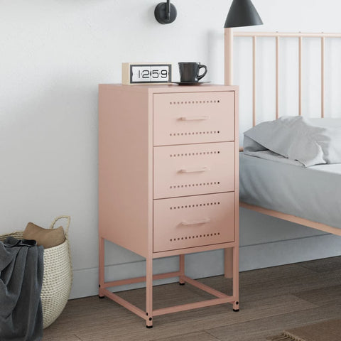 vidaXL Bedside Cabinet Pink 36x39x78 cm Steel