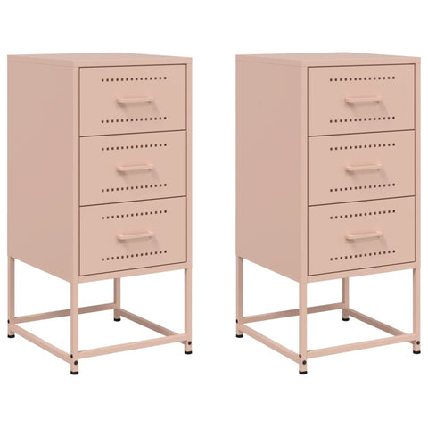 vidaXL Bedside Cabinets 2 pcs Pink 36x39x78 cm Steel